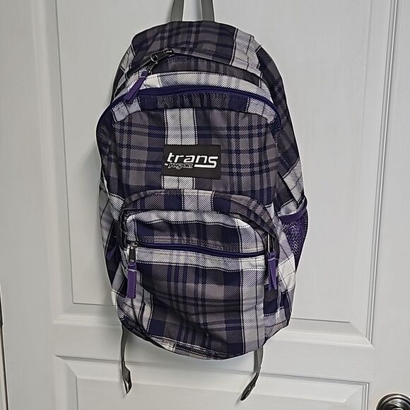 TRANS by Jansport TM60 Supermax Backpack Purple Plaid Travel School main image 11